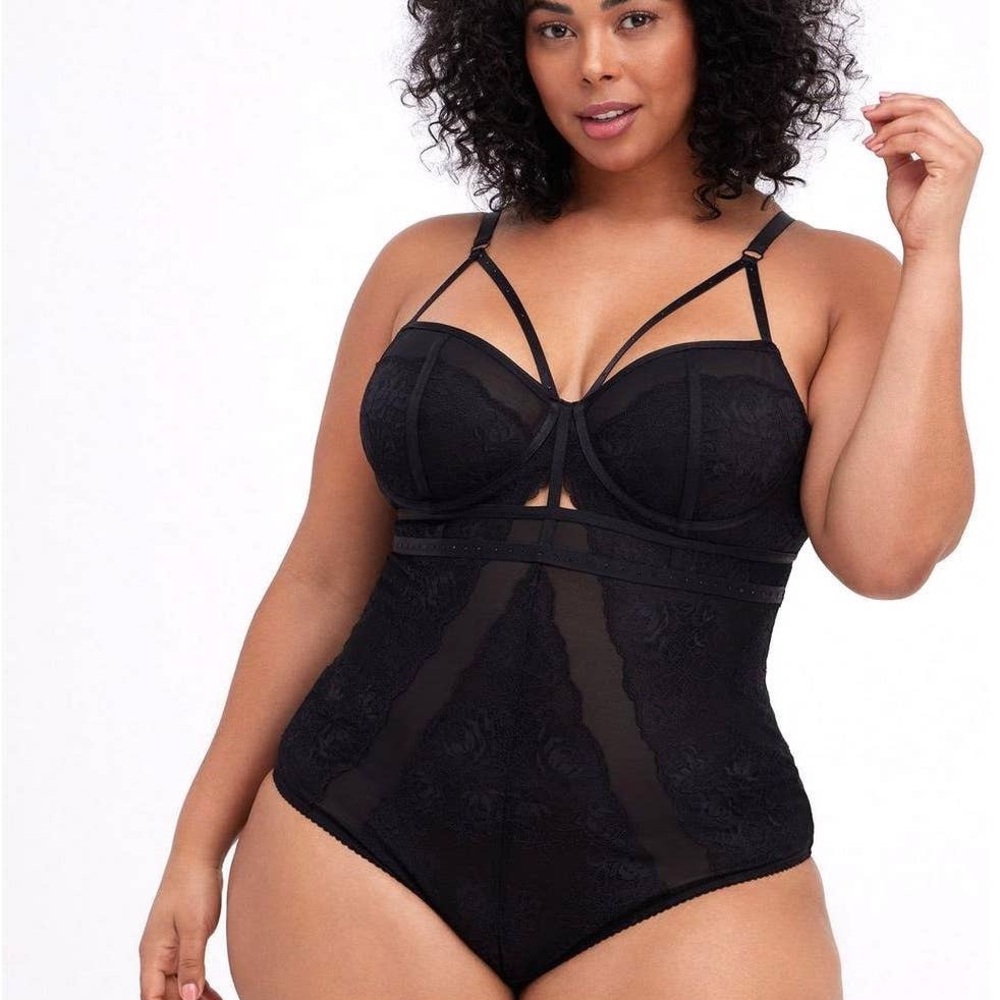 Torrid Black Lace Strappy Bodysuit